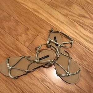 Gold ankle wrap sandal